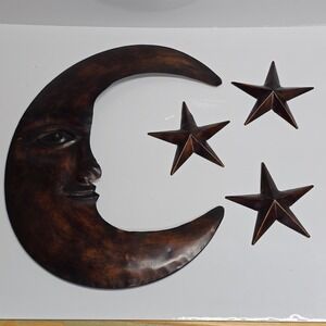 Elements Moon and Stars Metal Wall Art Bronze Copper Tone Celestial Boho
